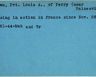 World War II, Vindicator, Louis A. Brown, Perry, Painesville, missing, France, 1944, Mahoning, Trumbull