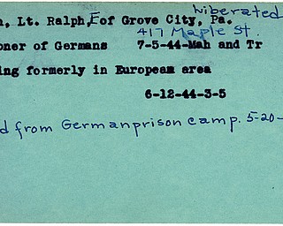 World War II, Vindicator, Ralph E. Brown, Grove City, liberated, prisoner, Germany, 1944, Mahoning, Trumbull, missing, Europe, 1945