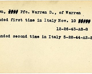 World War II, Vindicator, Warren D. Brown, Warren, wounded, Italy, 1943, 1944