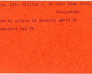 World War II, Vindicator, William H. Bryson, Youngstown, killed, Germany, 1945, Mahoning, Trumbull