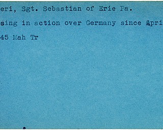 World War II, Vindicator, Sebastian Bucceri, Erie, missing, Germany, 1945, Mahoning, Trumbull