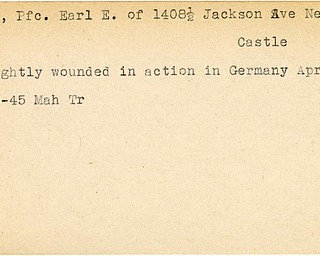 World War II, Vindicator, Earl E. Bucey, New Castle, wounded, Germany, 1945, Mahoning, Trumbull
