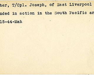World War II, Vindicator, Joseph Bucher, East Liverpool, wounded, Pacific, 1944, Mahoning