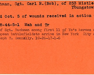 World War II, Vindicator, Carl R. Buchman, Bob, Youngstown, killed, wounded, 1944, Mahoning, Trumbull, Europe, 1947