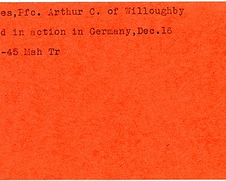 World War II, Vindicator, Arthur C. Buckles, Willoughby, killed, Germany, 1945, Mahoning, Trumbull