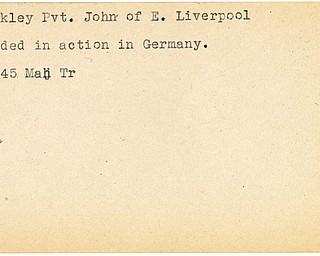 World War II, Vindicator, John Buckley, East Liverpool, wounded, Germany, 1945, Mahoning, Trumbull