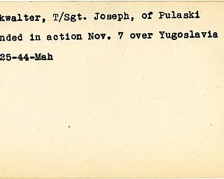 World War II, Vindicator, Joseph Buckwalter, Pulaski, wounded, Yugoslavia, 1944, Mahoning