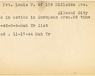 World War II, Vindicator, Louis F. Buda, Ellwood City, wounded, Europe, 1945, Mahoning, Trumbull, 1944