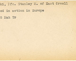 World War II, Vindicator, Stanley M. Budoski, East Orwell, wounded, Europe, 1945, Mahoning, Trumbull