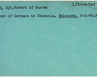 World War II, Vindicator, Robert Bugone, Warren, prisoner, Germany, liberated, Roumania, 1944