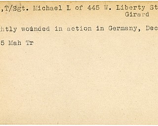 World War II, Vindicator, Michael L. Bundy, Girard, wounded, Germany, 1945, Mahoning, Trumbull