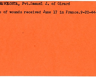 World War II, Vindicator, Samuel J. Buona Volonta, Girard, killed, wounded, France, 1944