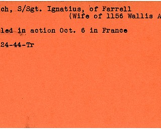 World War II, Vindicator, Ignatius Burich, Farrell, killed, France, 1944, Trumbull