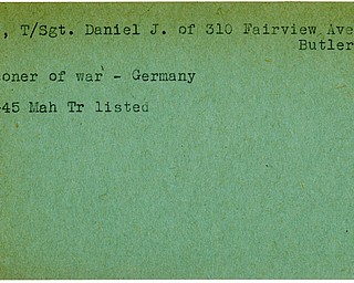 World War II, Vindicator, Daniel J. Burke, Butler, prisoner, Germany, 1945, Mahoning, Trumbull