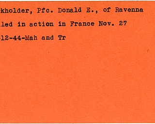 World War II, Vindicator, Donald E. Burkholder, Ravenna, killed, France, 1944, Mahoning, Trumbull
