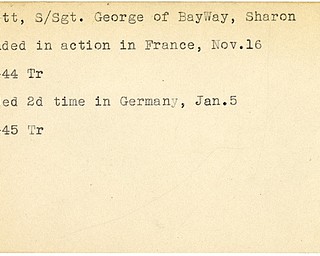 World War II, Vindicator, George Burnett, Sharon, wounded, France, 1944, Trumbull, Germany, 1945