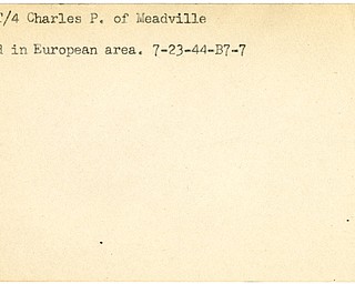World War II, Vindicator, Charles P. Burns, Meadville, wounded, Europe, 1944