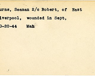 World War II, Vindicator, Robert Burns, East Liverpool, wounded, 1944, Mahoning