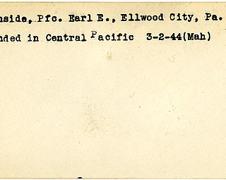 World War II, Vindicator, Earl E. Burnside, Ellwood City, wounded, Pacific, 1944, Mahoning