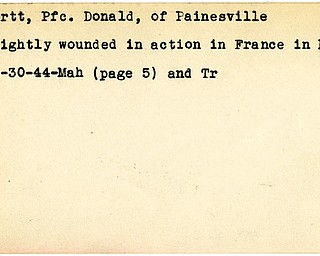 World War II, Vindicator, Donald Burtt, Painesville, wounded, France, 1944, Mahoning, Trumbull