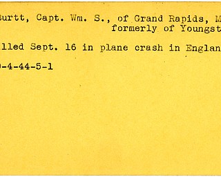World War II, Vindicator, William S. Burtt, Youngstown, Michigan, killed, accident, plane crash, England, 1944