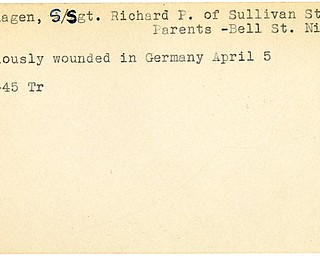 World War II, Vindicator, Richard P. Buschagen, Niles, wounded, Germany, 1945, Trumbull