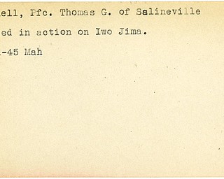 World War II, Vindicator, Thomas G. Bushnell, Salineville, wounded, Iwo Jima, 1945, Mahoning