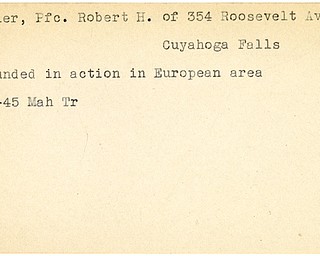 World War II, Vindicator, Robert H. Butler, Cuyahoga Falls, wounded, Europe, 1945, Mahoning, Trumbull