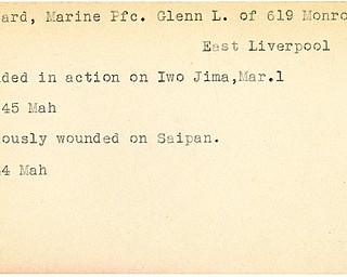 World War II, Vindicator, Glenn L. Buzzard, East Liverpool, wounded, Iwo Jima, 1945, 1944, Mahoning, Saipan