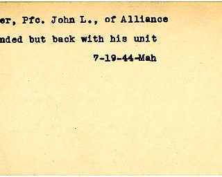 World War II, Vindicator, John L. Byder, Alliance, wounded, 1944, Mahoning