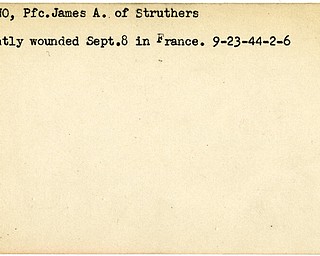 World War II, Vindicator, James A. Cabuno, Struthers, wounded, France, 1944