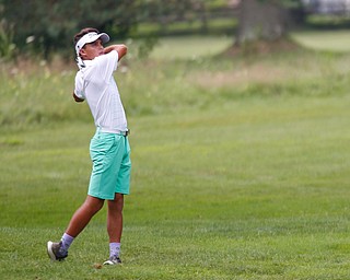 Jake Sylak drives the ball in the U-17 Greatest Golfer Juniors finals at Squaw Creek Golf Course in Vienna on Friday. EMILY MATTHEWS | THE VINDICATOR