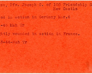World War II, Vindicator, Joseph C. Caiazza, New Castle, killed, Germany, 1945, Mahoning, Trumbull, wounded, France, 1944
