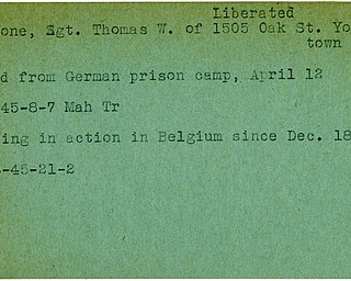 World War II, Vindicator, Thomas W. Caldrone, liberated, Youngstown, prisoner, Germany, 1945, Mahoning, Trumbull, missing, Belgium