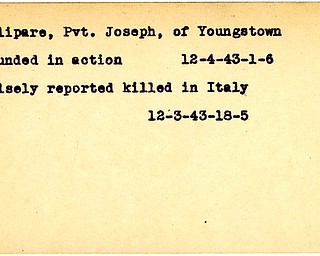 World War II, Vindicator, Joseph Calipare, Youngstown, wounded, 1943