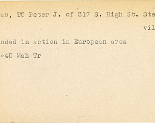 World War II, Vindicator, Peter J. Callas, Steubenville, wounded, Europe, 1945, Mahoning, Trumbull