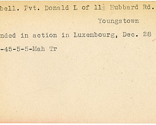 World War II, Vindicator, Donald L. Campbell, Youngstown, wounded, Luxembourg, 1945, Mahoning, Trumbull