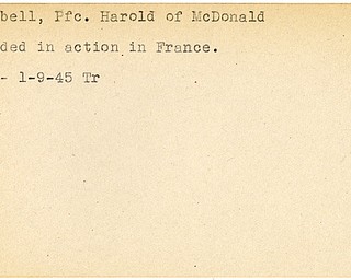 World War II, Vindicator, Harold Campbell, McDonald, wounded, France, 1945, Trumbull