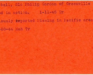 World War II, Vindicator, Philip Gordon Campbell, Greenville, killed, 1945, Trumbull, missing, Pacific, 1944, Mahoning