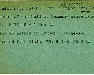 World War II, Vindicator, Ralph R. Campbell, Youngstown, liberated, prisoner, Germany, 1944, 1945, Mahoning, Trumbull, missing, France, Stalag