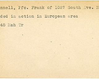 World War II, Vindicator, Frank Cannell, Niles, wounded, Europe, 1945, Mahoning, Trumbull