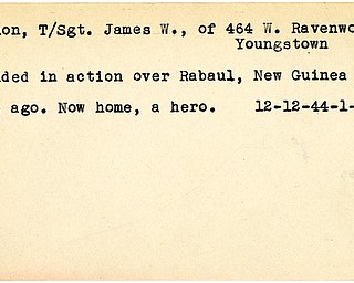 World War II, Vindicator, James W. Cannon, Youngstown, wounded, New Guinea, 1944