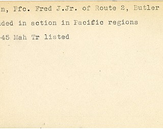 World War II, Vindicator, Fred J. Carbin Jr, Butler, wounded, Pacific, 1945, Mahoning, Trumbull