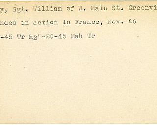 World War II, Vindicator, William Carley, Greenville, wounded, France, 1945, Mahoning, Trumbull