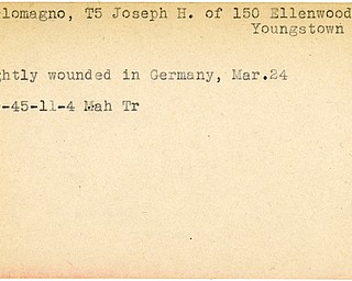 World War II, Vindicator, Joseph H. Carlomagno, Youngstown, wounded, Germany, 1945, Mahoning, Trumbull