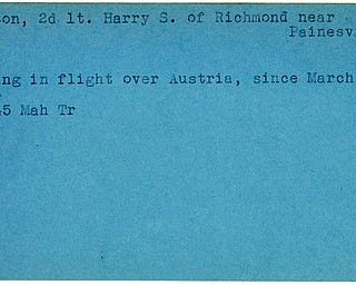 World War II, Vindicator, Harry S. Carlton, Richmond, Painesville, missing, Austria, 1945, Mahoning, Trumbull