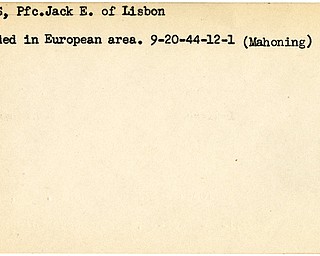 World War II, Vindicator, Jack E. Carnes, Lisbon, wounded, Europe, 1944, Mahoning