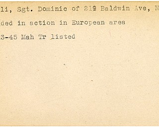 World War II, Vindicator, Dominic Caroli, Niles, wounded, Europe, 1945, Mahoning, Trumbull