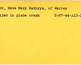 World War II, Vindicator, Mary Kathryn Carr, Wave, Warren, killed, plane crash, 1944