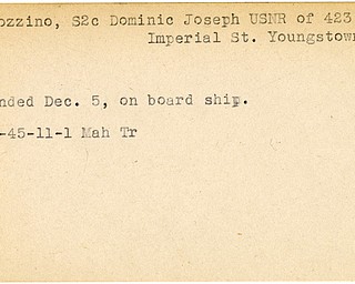 World War II, Vindicator, Dominic Joseph Carrozzino, USNR, Youngstown, wounded, 1945, Mahoning, Trumbull